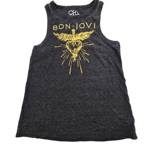 Bon Jovi Shirt Womens Medium Black Tank Top Chaser Band Graphic Muscle Tee Rock